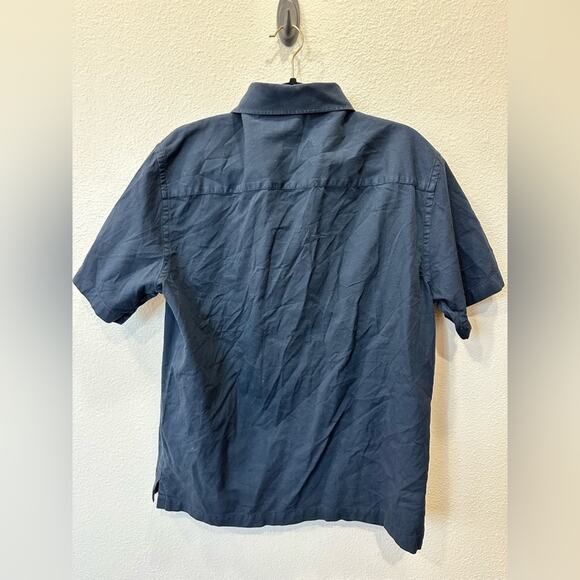 Zara Textured Polo Short Sleeve Navy Blue Men Shirt Regular Fit Size Large - Picture 2 of 6